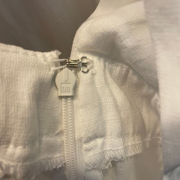 Do + Be White Ruffle Romper | Open Back, Tie Waist, Bridal Shower Outfit NWOT, L - Picture 7 of 8